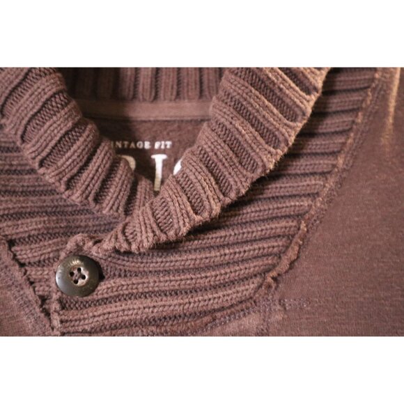 American Eagle Vintage Fit Mens Ribbed Shawl Collar Pullover Sweater Brown Size - Picture 2 of 10